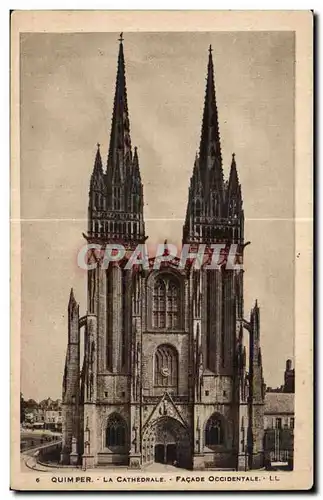 Ansichtskarte AK Quimper La Cathedrale Facade Occidentale