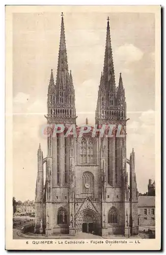 Ansichtskarte AK Quimper La Cathedrale Facade Occidentale