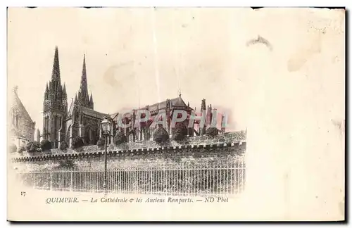 Ansichtskarte AK Quimper La Cathedrale les Anciens Remparts