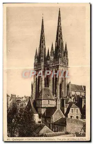 Cartes postales Quimper Les Fleches de la Cathedrale Vue prise de I Hotel de I Epec