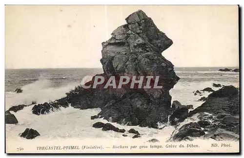 Ansichtskarte AK Tregastel Primel (Finistere) Rochers par gros temps Greve du Diben