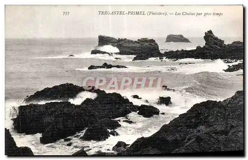 Cartes postales Tregastel Primel (Finistere) Les Chaises par gros temps