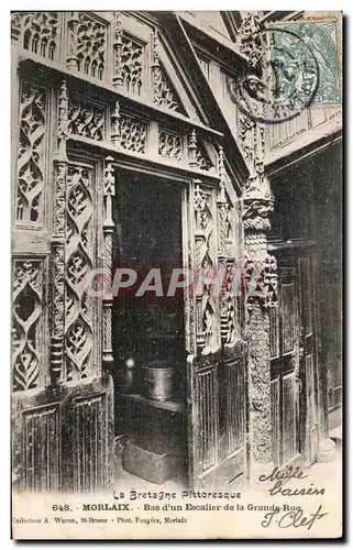 Ansichtskarte AK La Bretagne Pittoresque Morlaix Bas d un Escalier de la Grande Rue