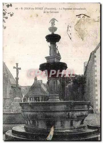 Ansichtskarte AK St Jean du Doigt (Finistere) La Fontaine miraculeuse et le Calvaire