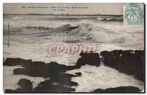 Cartes postales Pointe de Penmarch Baie de la Torche Etude de lames par tempete