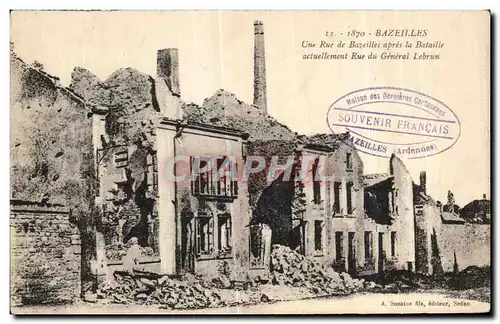 Cartes postales Bazeilles Une Rue de Bazeilles apres la Bataille Rue du General Lebrun Militaria