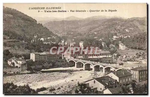 Cartes postales L Ardeche Illustree Vals les Bains Vue Generale Quartier de la Begude