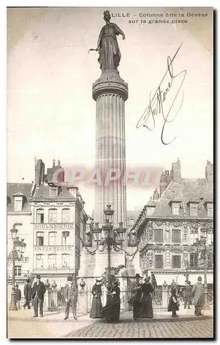 Cartes postales Lille Colonne dite la Deesse sur la grande Place