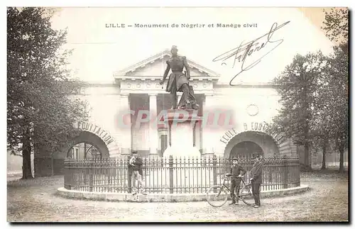 Cartes postales Lille Monument de Negrler et Manege Civil Velo Cycle Cycling