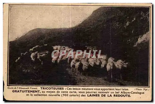 Ansichtskarte AK Carte de l Almanach Vermont Tricoteuses Ces beaux moutons vous apportent leur laine Sheep Filatu