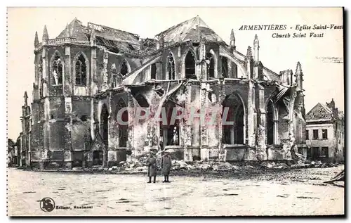 Cartes postales Armentiers Eglise Saint Vaas Cburch Saint Vaast Militaria