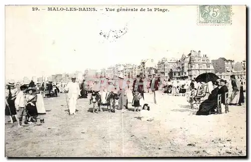 Cartes postales Malo les Bains Vue Generale de la Plage ane Donkey