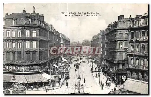 Cartes postales Lille La Rue Faidherbe vers la Place du Theatre