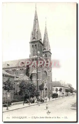 Cartes postales Dunkerque L Eglise saint Martin et la Rue