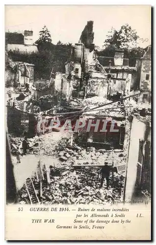 Ansichtskarte AK Guerre De Ruines de maisons incendiees par les Allemands a Senlis Militaria