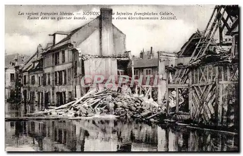 Cartes postales Noyon Ruines dans un quartier inonde Militaria