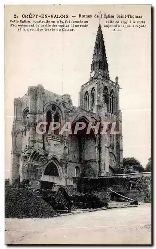 Cartes postales Crepy En Valois Ruines de I Eglise Saint Thomas Cette Eglise construite en