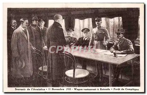 Ansichtskarte AK Souvenir de I Armistice Wagon restaurant a Rotonde Foret de Compiegne Militaria WW1