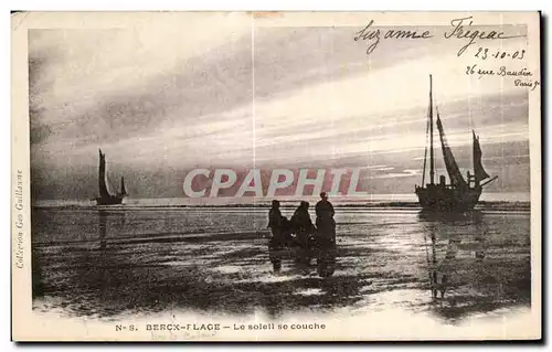 Cartes postales Berck Plage Le Soiell se couche Bateau