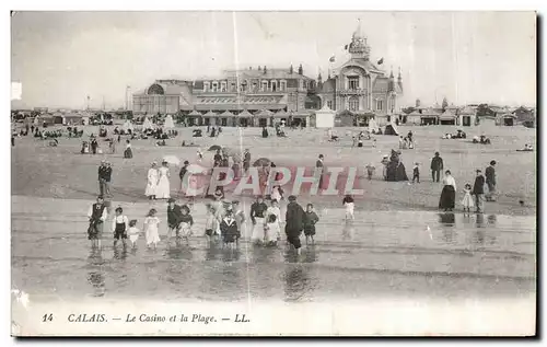 Cartes postales Calais Le Casino et la Plage Enfants