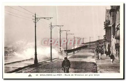 Cartes postales Boulogne sur Mer Route de Wimereux Wimereux par gros temps