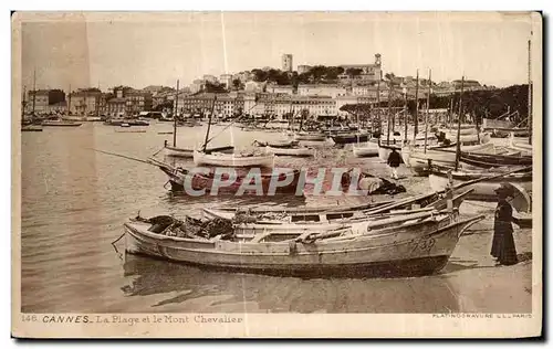 Cartes postales Cannes La Plage et le Mont Chevalier Bateaux