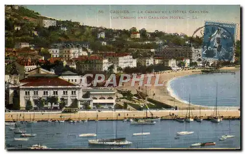 Cartes postales Cannes Le Casine et l Hotel Carlton