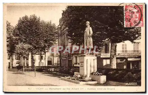 Cartes postales Vichy Monument au Roi Albert 1er Avenue Aristide Briand Militaria