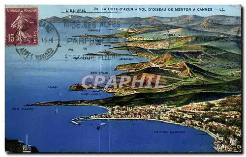 Cartes postales La Cote D Azur A Vol D Oiseau De Menton A Cannes