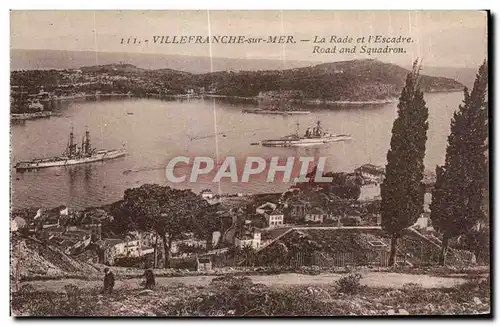 Cartes postales Villefranche Sur Mer La Rade et I Escadre Road and Squadron Bateaux