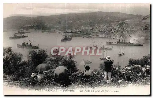 Ansichtskarte AK Villefranche Panorama La Rade un Jour de fete Bateaux