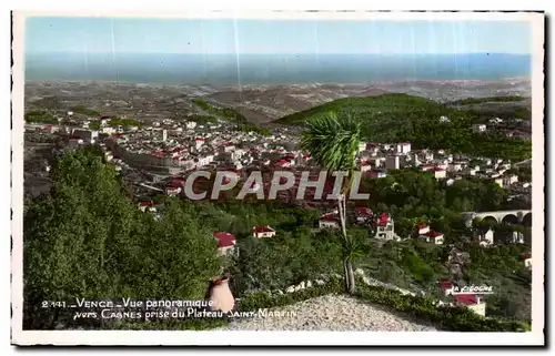 Cartes postales Vence Vue panoramique vers Cagnes prise du Plateau Saint Martin