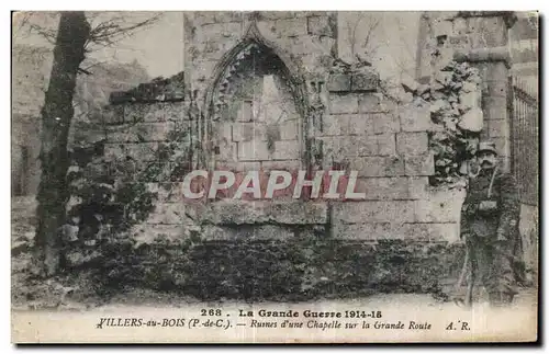 Ansichtskarte AK La Grande Guerre Villers au Bois Ruines d une Chapelle sur la grande route Militaria