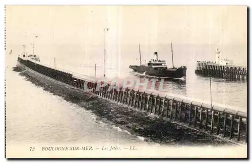 Ansichtskarte AK Boulogne Sur Mer Les Jetees Bateau