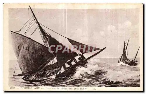 Cartes postales Berck Plage Barques de Peche Par gros temps Bateaux