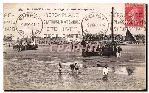 Cartes postales Berck Plage La Plage le Casino et I Esplanade Bateau