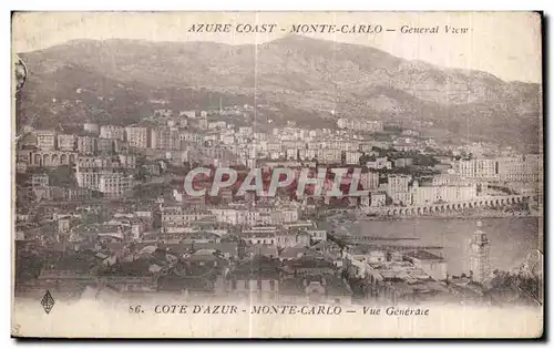 Cartes postales Azure Coast Monte Carlo Generale View Cote D Azur Monte Carlo Vue Generale