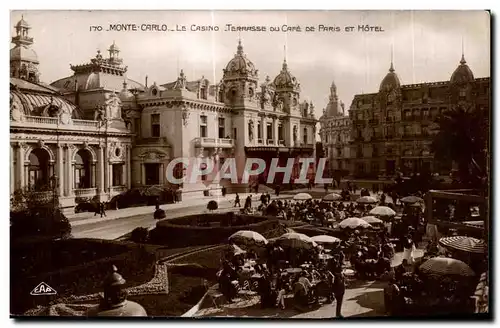 Cartes postales Monte Carlo Le Casino Terrasse du Cafe de Paris et hotel