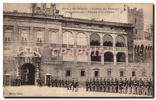 Cartes postales Monaco Palais du Prince Carabiniers Garde d honneur Militaria