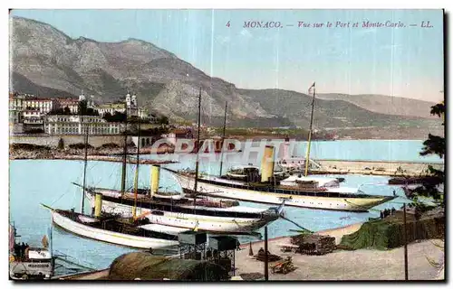 Cartes postales Monaco Vue sur le port et Monte Carlo Bateau