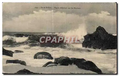 Cartes postales Ile de Brehat Vague deferlant sur les Rochers