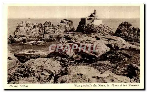 Cartes postales Ile de Brehat Vue generale du Paon Le Phare et Les Rochers