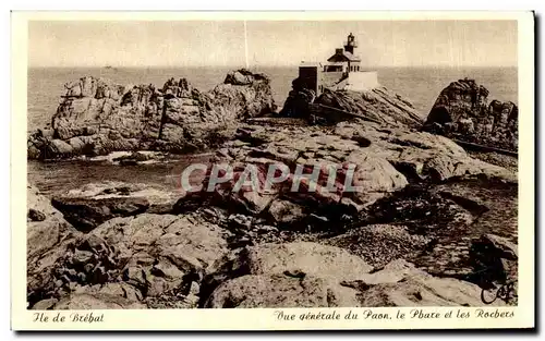 Cartes postales Ile de Brehat Vue generale du Paon Le Phare et les Rochers