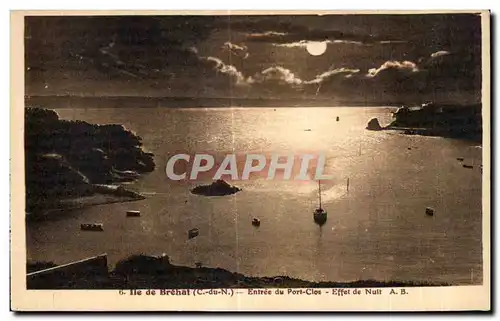 Cartes postales Ile de Brehat Entree du Port Clos Effet de Nuit