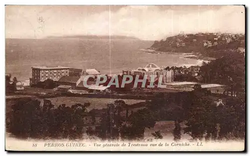 Cartes postales Perros Guirec Vue generale de Trestraou vue de la Coruniche