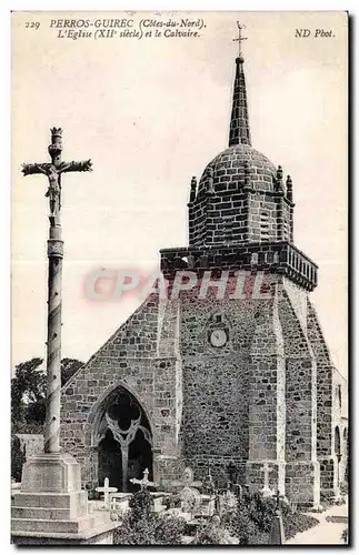 Cartes postales Perros Guirec Cotes du Nord L Eglise XII siecle et le Calvaire