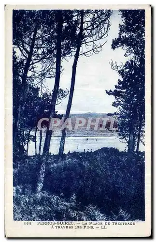 Cartes postales Perros Guirec La Plage De Trestraou A Travers Les Pins