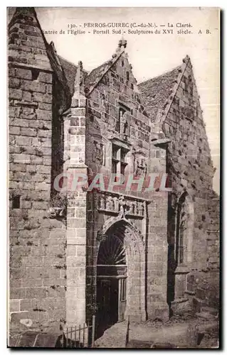 Cartes postales Perros Guirec La Clarte Entree de l Eglise Portail Sud Scuptures du XVI siecle