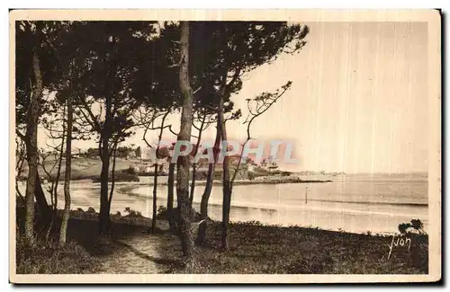 Cartes postales Perros Guirec La Plage de Trestraou vue la fravers les pins