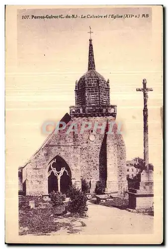 Ansichtskarte AK Perros Guirec Le Calvaire et l Eglise